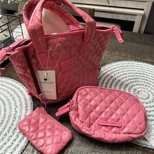 Heart Love Pink Quilted Women's Bag Set